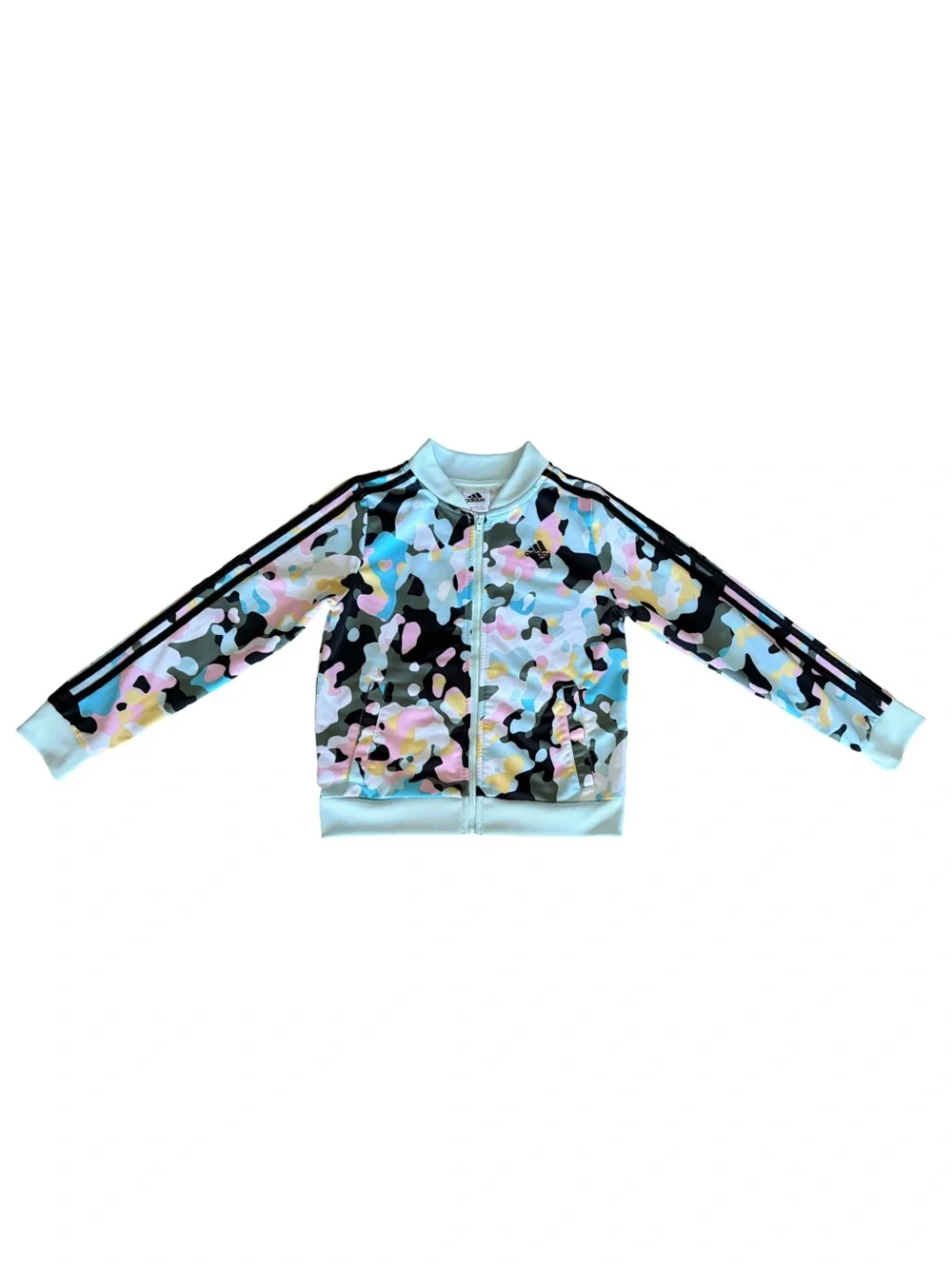 Adidas Girls Pastel Camo Track Jacket Multicolor Size Medium 10/12